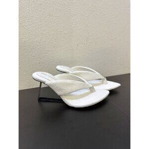 Good American White Terrycloth Pointed Toe Heeled Sandals Size 10